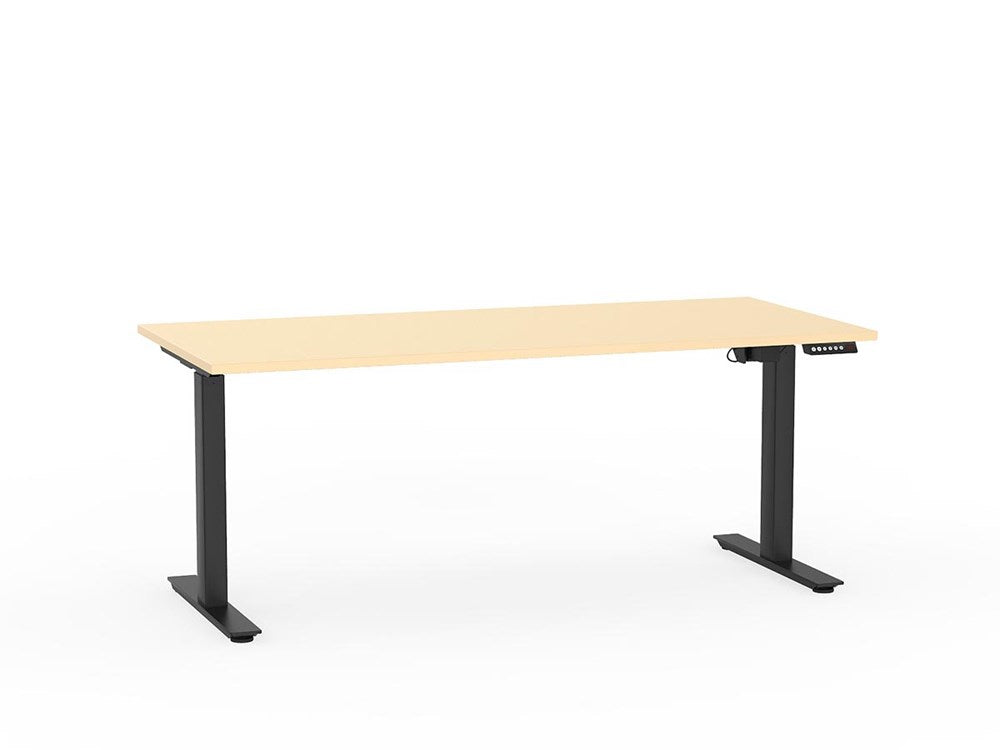 Agile 1800 x 800 Electric Desk (2 Column)-Desking-Nordic Maple-Black-Commercial Traders - Office Furniture