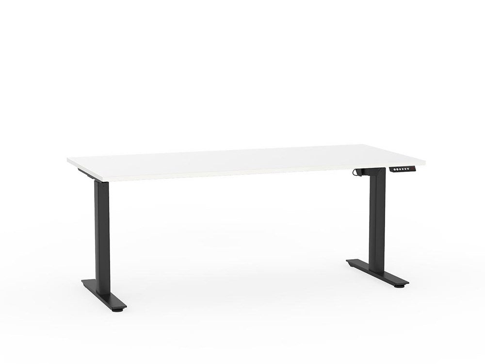 Agile 1800 x 800 Electric Desk (2 Column)-Desking-White-Black-Commercial Traders - Office Furniture