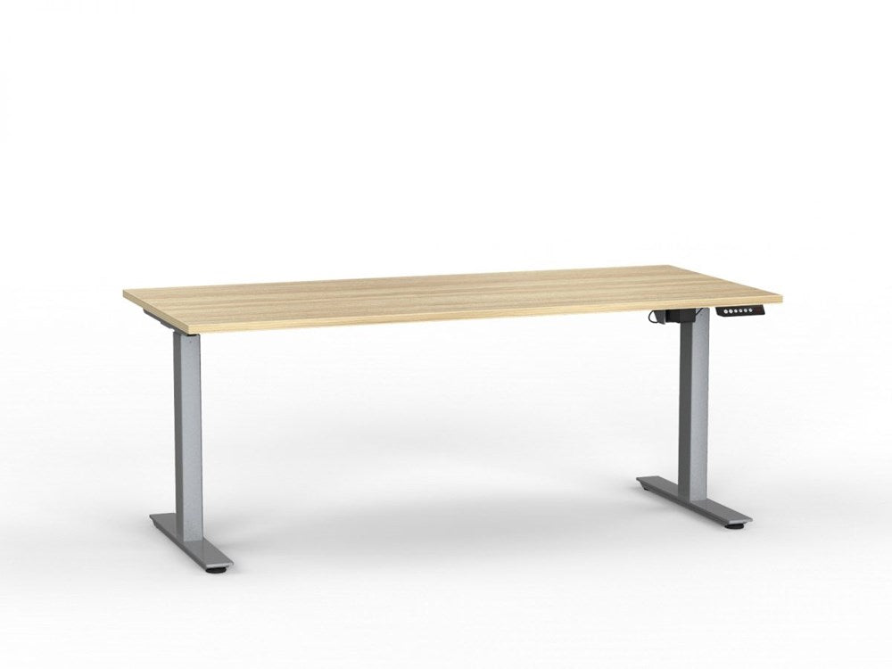 Agile 1800 x 800 Electric Desk (2 Column)-Desking-Atlantic Oak-Silver-Commercial Traders - Office Furniture