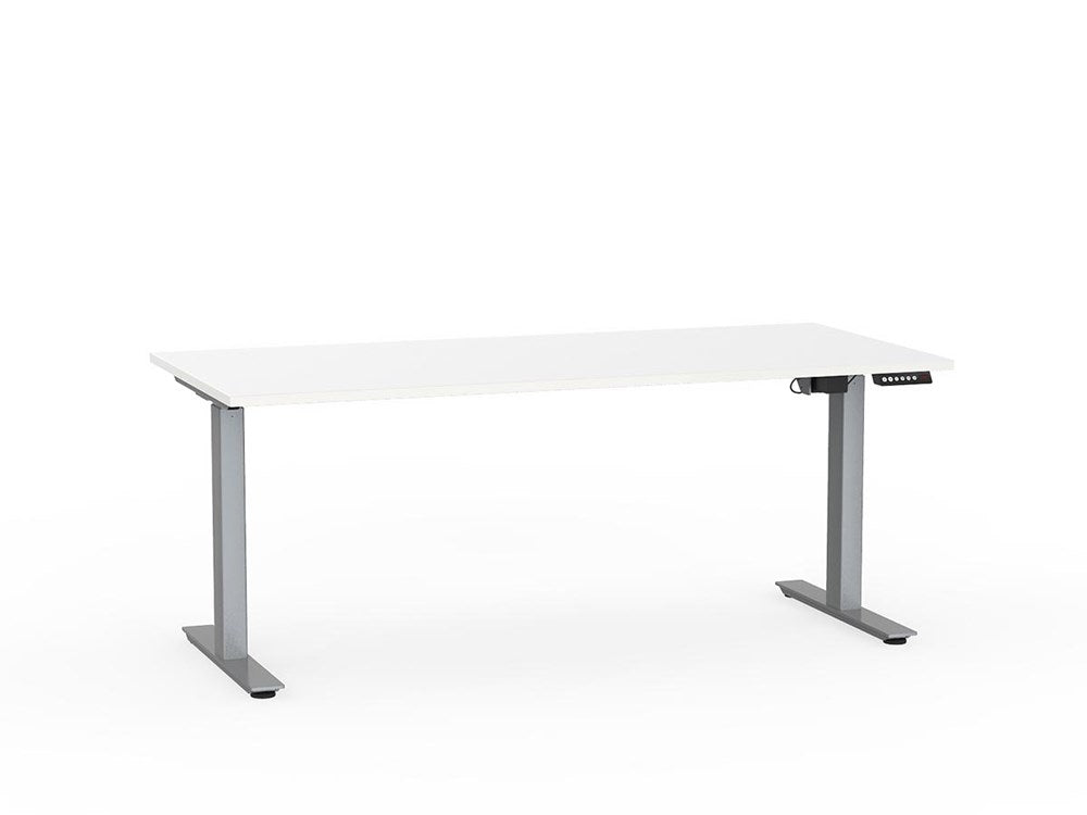 Agile 1800 x 800 Electric Desk (2 Column)-Desking-White-Silver-Commercial Traders - Office Furniture