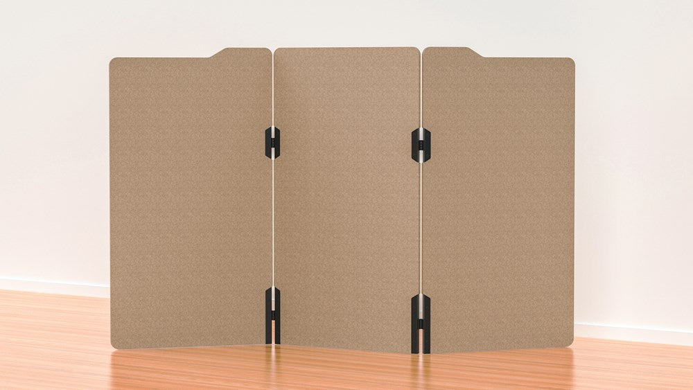 Milford Acoustic Freestanding 3 Partition - 1800h x 1000w -24mm thick-Noise Reduction-Dark Camel-Commercial Traders - Office Furniture