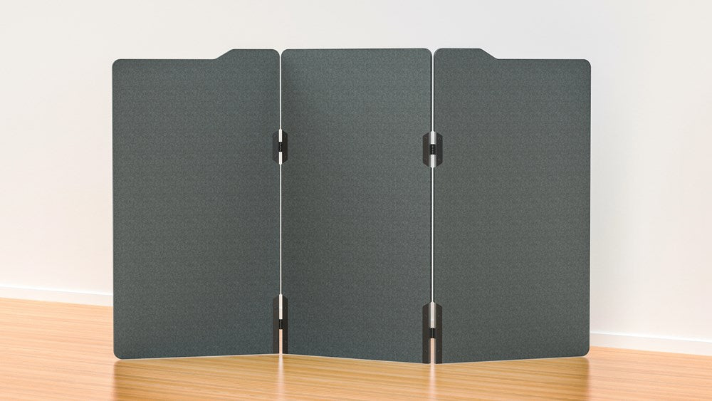 Milford Acoustic Freestanding 3 Partition - 1800h x 1000w -24mm thick-Noise Reduction-Dark Grey-Commercial Traders - Office Furniture
