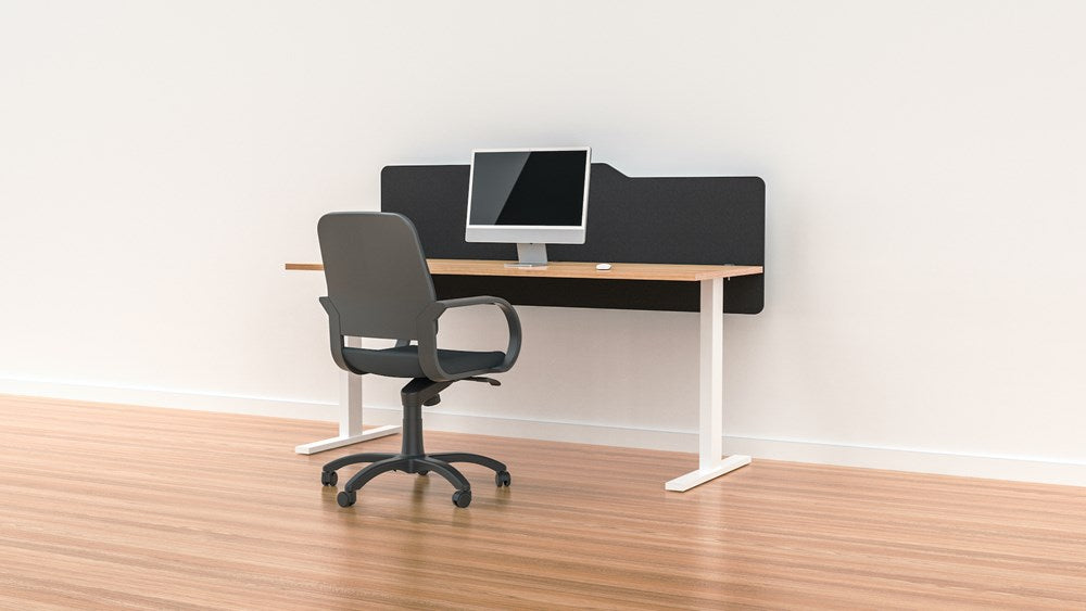 Milford Acoustic Desk Screen Modesty Panel-Office Partitons-600 x 1200-Black-Commercial Traders - Office Furniture