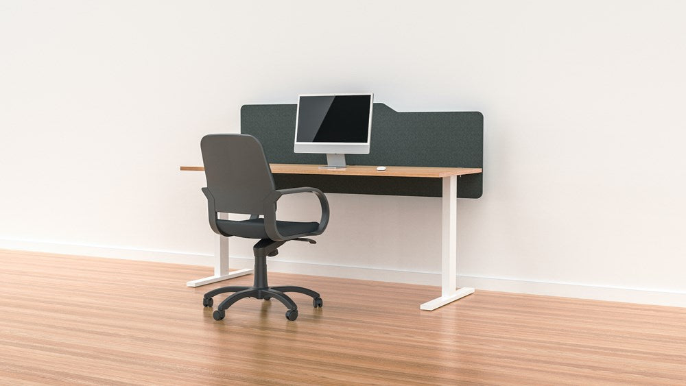 Milford Acoustic Desk Screen Modesty Panel-Office Partitons-600x 1200-Dark Grey-Commercial Traders - Office Furniture