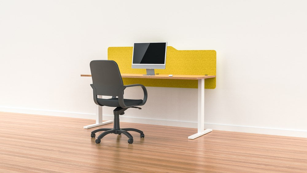 Milford Acoustic Desk Screen Modesty Panel-Office Partitons-600 x 1200-Yellow-Commercial Traders - Office Furniture