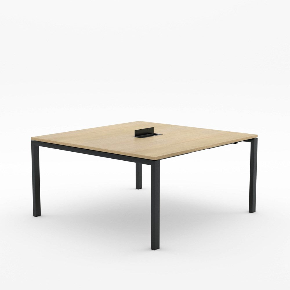 Alti Meeting Table 1500 x 1500-Meeting Tables-Refined Oak-Black-North Island-Commercial Traders - Office Furniture