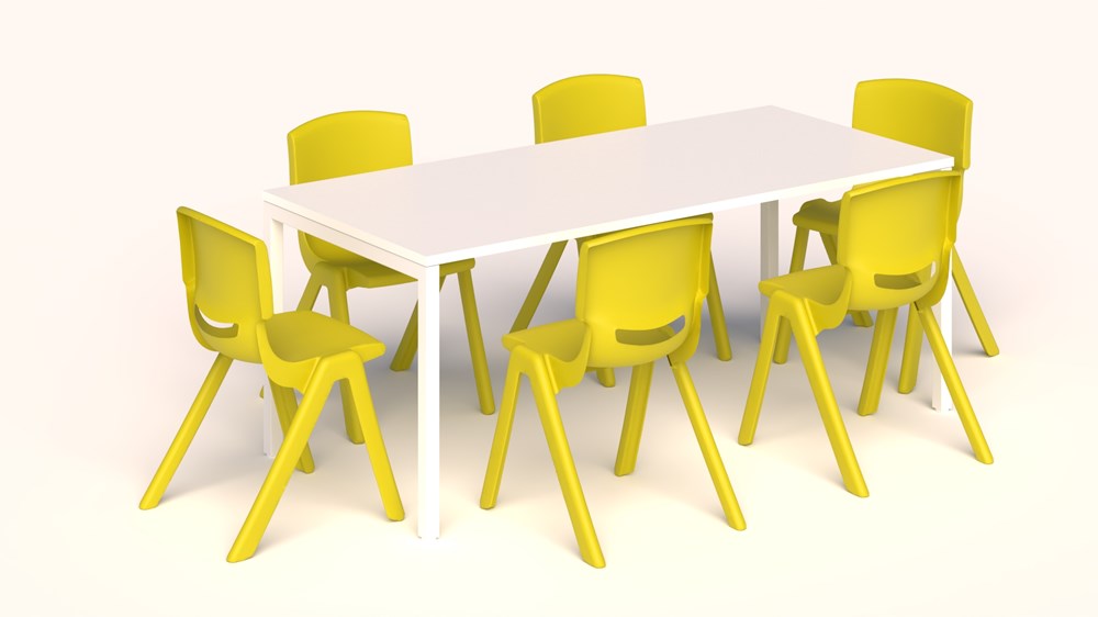 Avero Canteen Table and Squad Chair Package-Lunchroom Tables-Lime-Snow Velvet-White-Commercial Traders - Office Furniture
