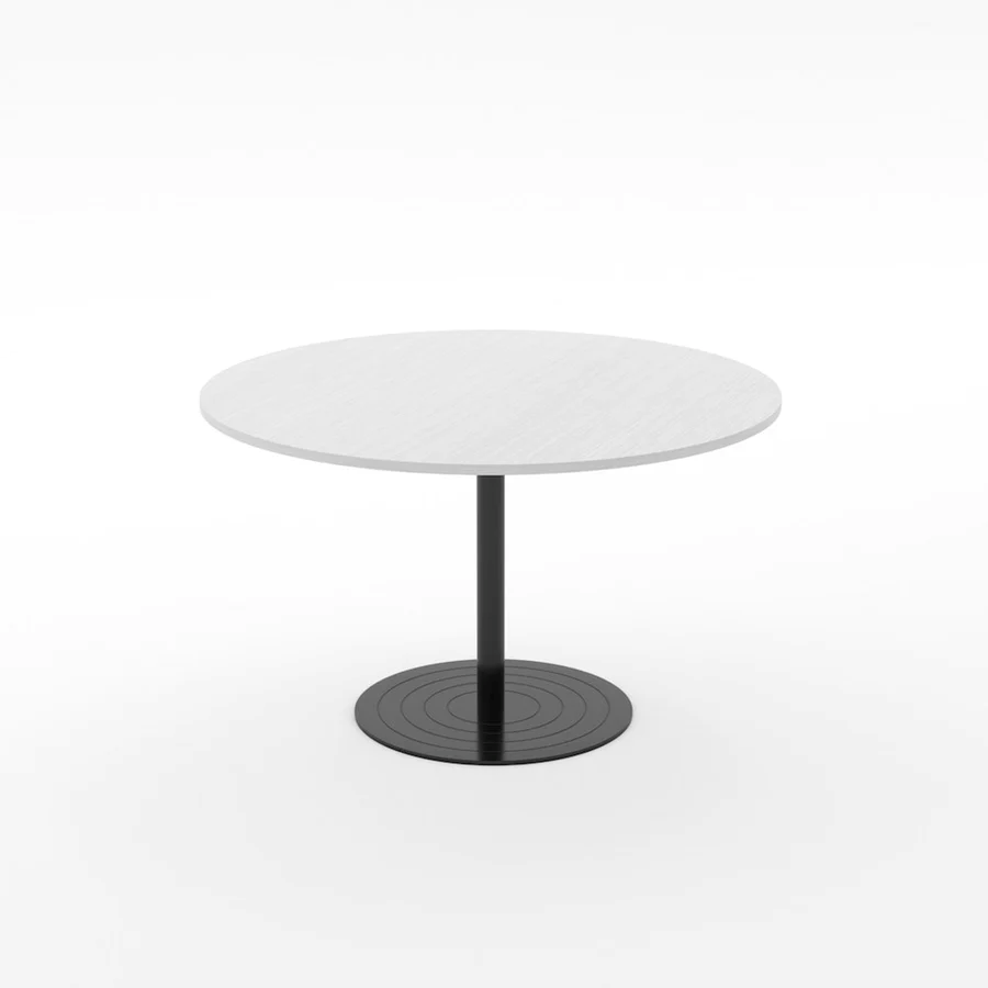 Essentials Meeting Table 900 dia Disc Base-Meeting Room Furniture-Silver Strata-Black-South Island-Commercial Traders - Office Furniture