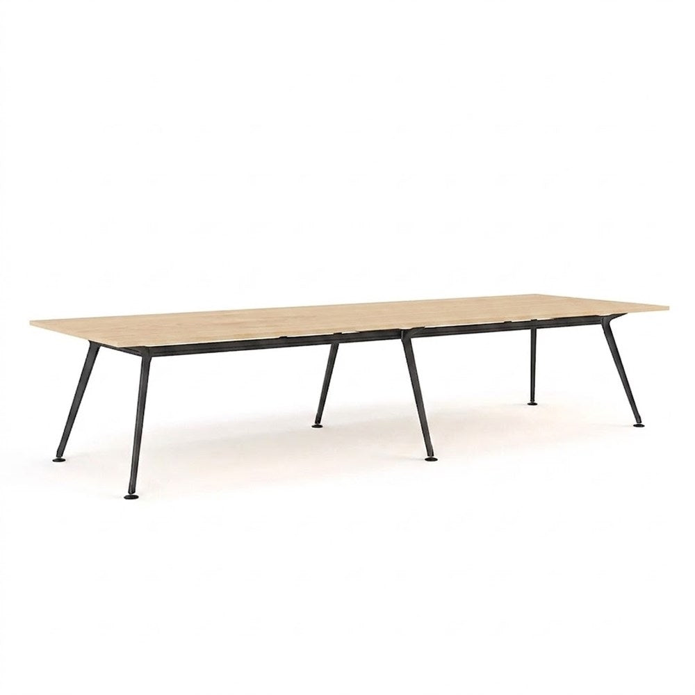 Euro Boardroom Table 3600 x 1200-Meeting Room Furniture-Affinity Maple-Black Leg-North Island (Ground Floor)-Commercial Traders - Office Furniture