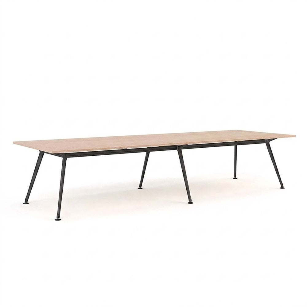 Euro Boardroom Table 3600 x 1200-Meeting Room Furniture-Refined Oak-Black Leg-North Island (Ground Floor)-Commercial Traders - Office Furniture
