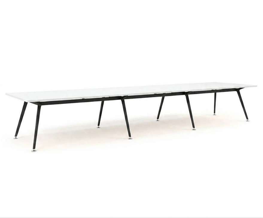 Euro Boardroom Table 4800 x 1200-Meeting Room Furniture-Snowdrift-Black Leg-North Island (Ground Floor)-Commercial Traders - Office Furniture