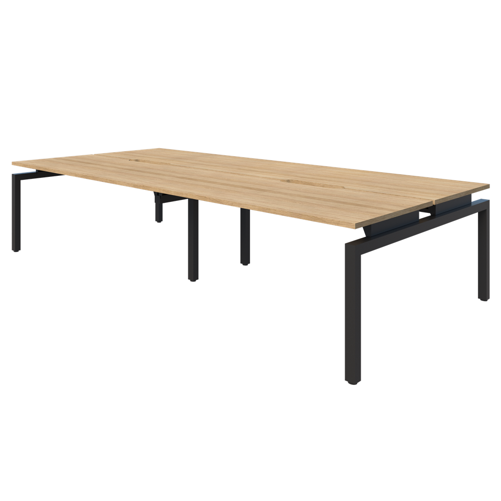 Balance 1800 wide desks - 4 Person Pod (Back to Back)-Desking-Classic Oak-Black-800mm-Commercial Traders - Office Furniture