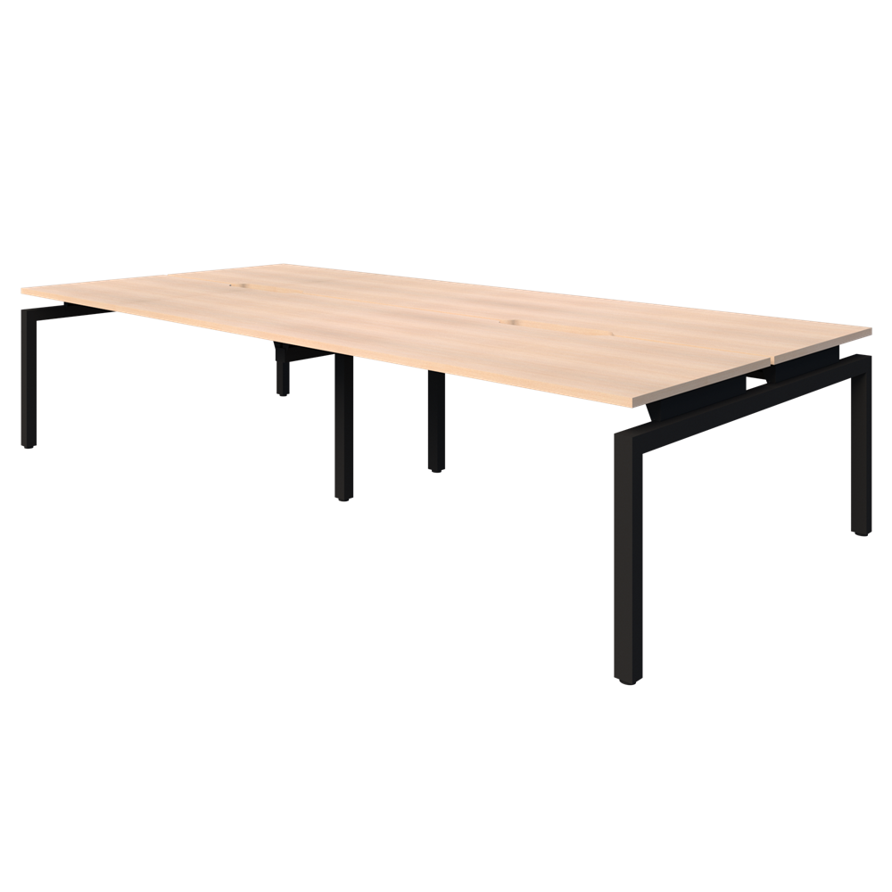 Balance 1800 wide desks - 4 Person Pod (Back to Back)-Desking-Refined Oak-Black-800mm-Commercial Traders - Office Furniture