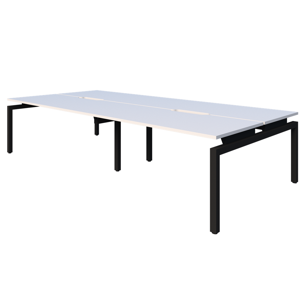 Balance 1800 wide desks - 4 Person Pod (Back to Back)-Desking-Snow Velvet-Black-800mm-Commercial Traders - Office Furniture