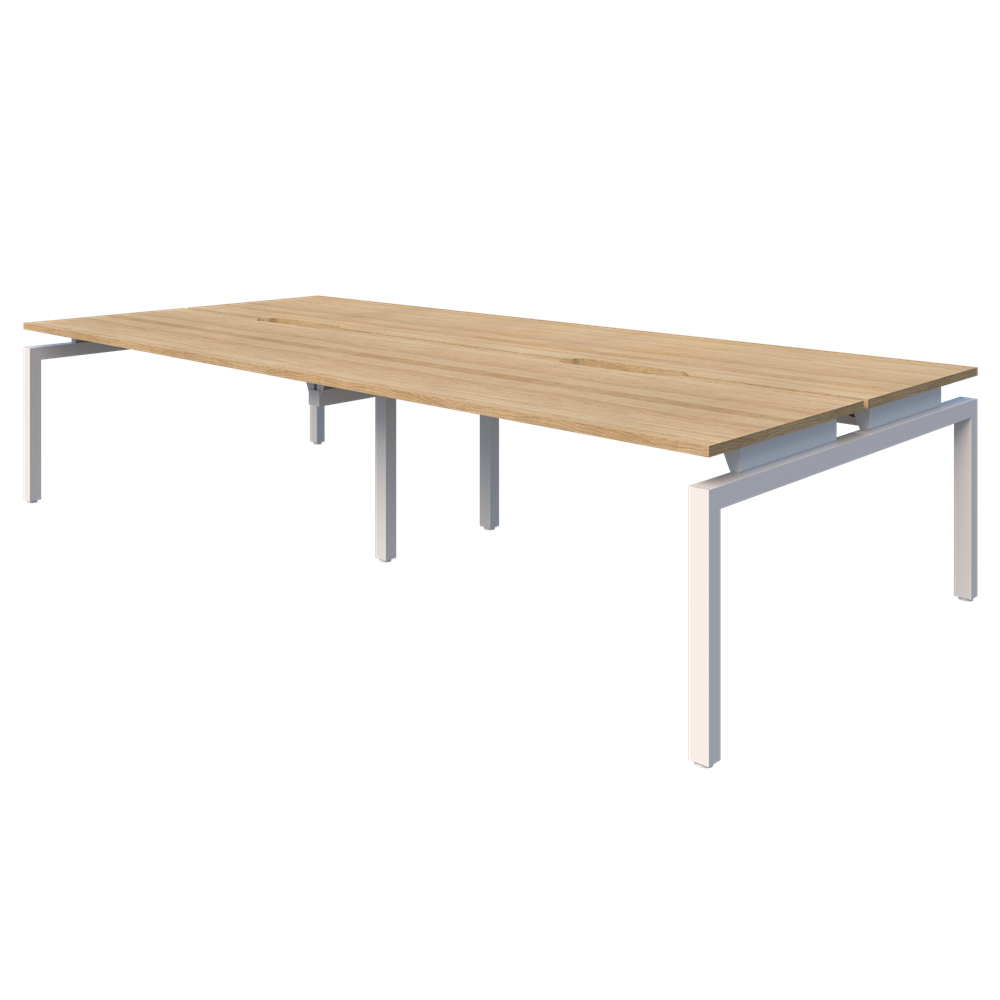 Balance 1800 wide desks - 4 Person Pod (Back to Back)-Desking-Classic Oak-White-800mm-Commercial Traders - Office Furniture
