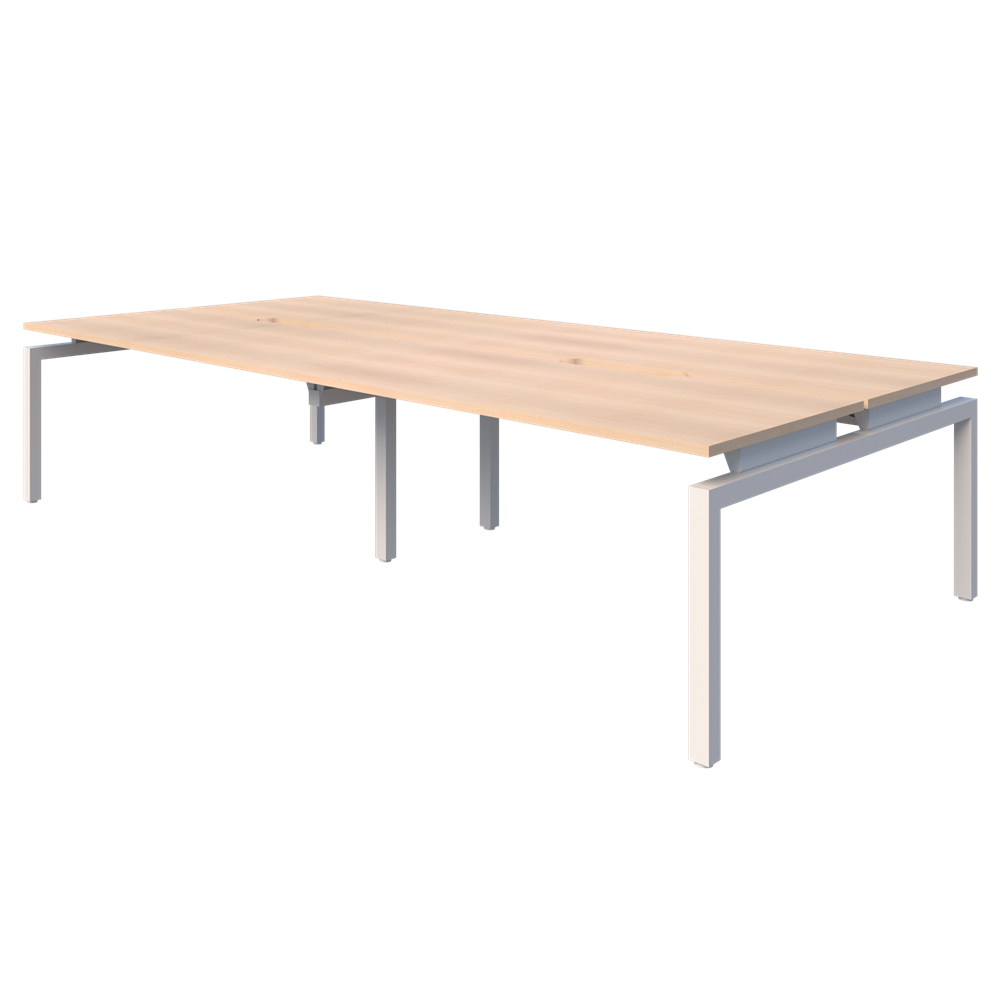 Balance 1800 wide desks - 4 Person Pod (Back to Back)-Desking-Refined Oak-White-800mm-Commercial Traders - Office Furniture