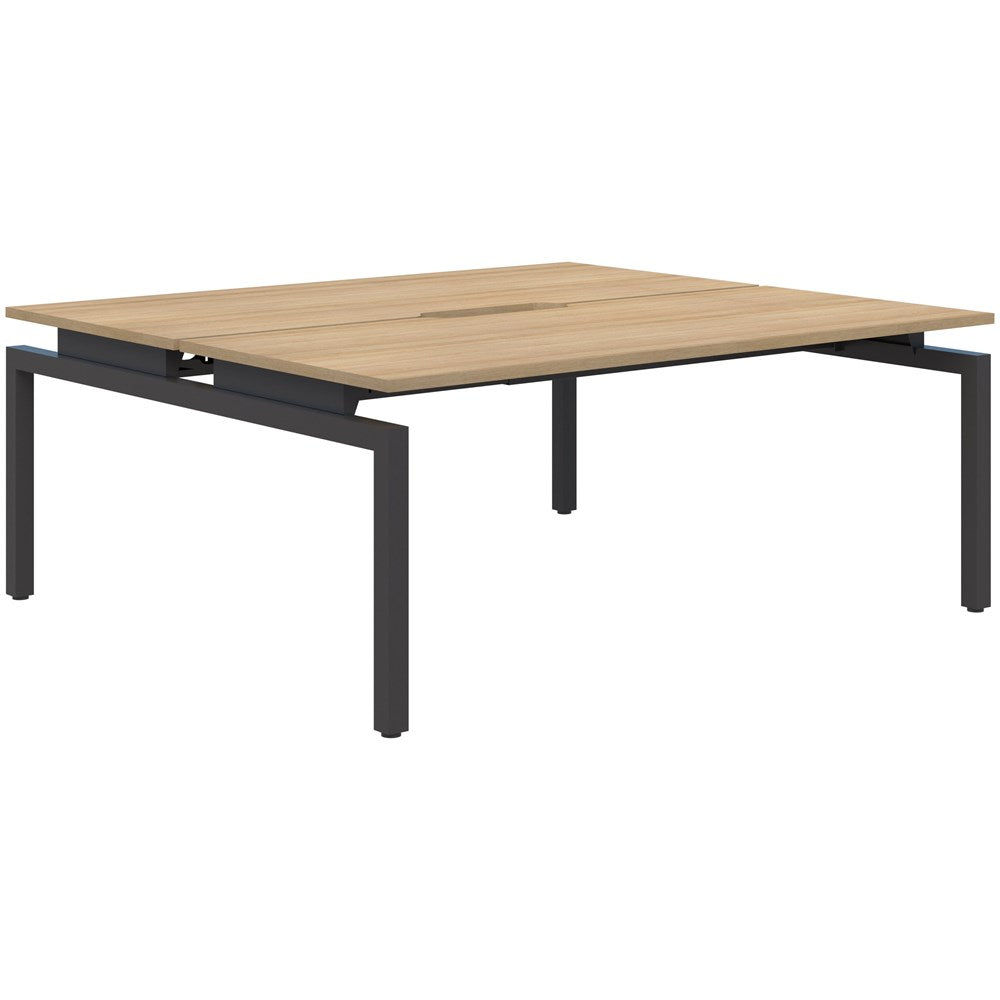 Balance 1500 Wide Desks - 2 Person Pod (Back To Back)-Desking-Classic Oak-Black-700mm deep-Commercial Traders - Office Furniture