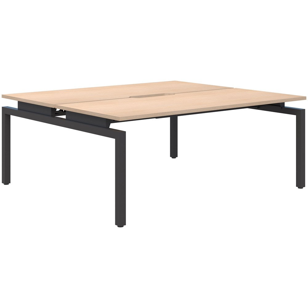 Balance 1500 Wide Desks - 2 Person Pod (Back To Back)-Desking-Refined Oak-Black-700mm deep-Commercial Traders - Office Furniture