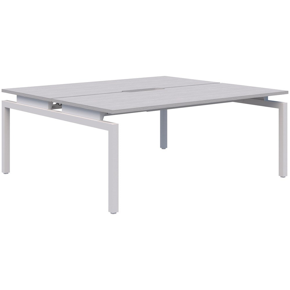 Balance 1200 Wide Desks - 2 Person Pod (Back To Back)-Desking-Silver Strata-White-800mm deep-Commercial Traders - Office Furniture