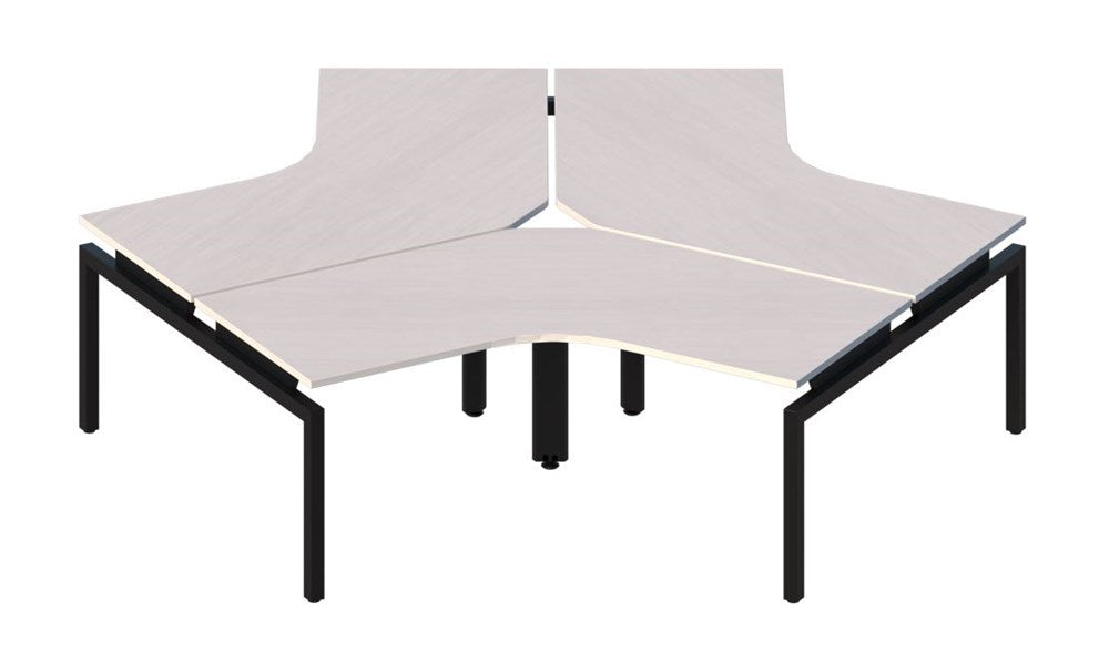 Balance Desk 120° 3 person desk pod-Desking-1200 x 1200/800mm-Silver Strata-Black-Commercial Traders - Office Furniture