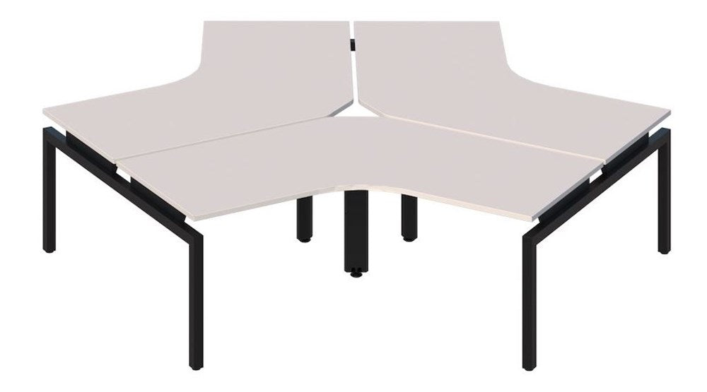 Balance Desk 120° 3 person desk pod-Desking-1200 x 1200/800mm-Snow Velvet-Black-Commercial Traders - Office Furniture
