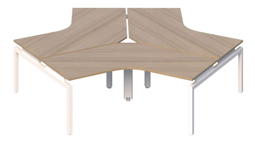 Balance Desk 120° 3 person desk pod-Desking-1200 x 1200/800mm-Classic Oak-White-Commercial Traders - Office Furniture