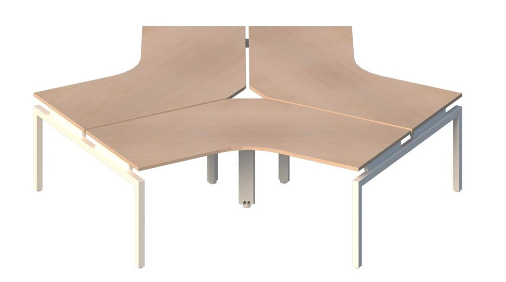 Balance Desk 120° 3 person desk pod-Desking-1200 x 1200/800mm-Refined Oak-White-Commercial Traders - Office Furniture