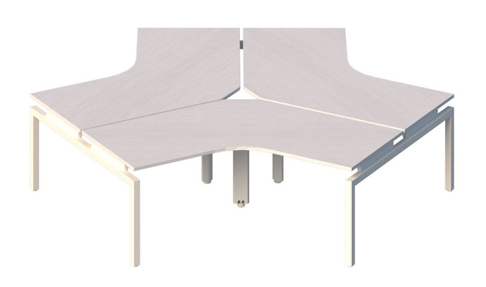 Balance Desk 120° 3 person desk pod-Desking-1200 x 1200/800mm-Silver Strata-White-Commercial Traders - Office Furniture