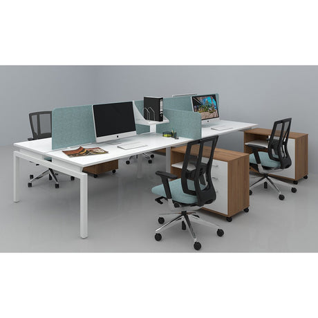 Balance 1500 Wide Desks - 4 Person Pod (Back to Back)-Desking-Refined Oak-White-700mm-Commercial Traders - Office Furniture