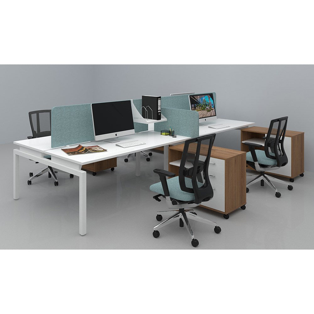 Balance 1800 wide desks - 4 Person Pod (Back to Back)-Desking-Silver Strata-Black-800mm-Commercial Traders - Office Furniture