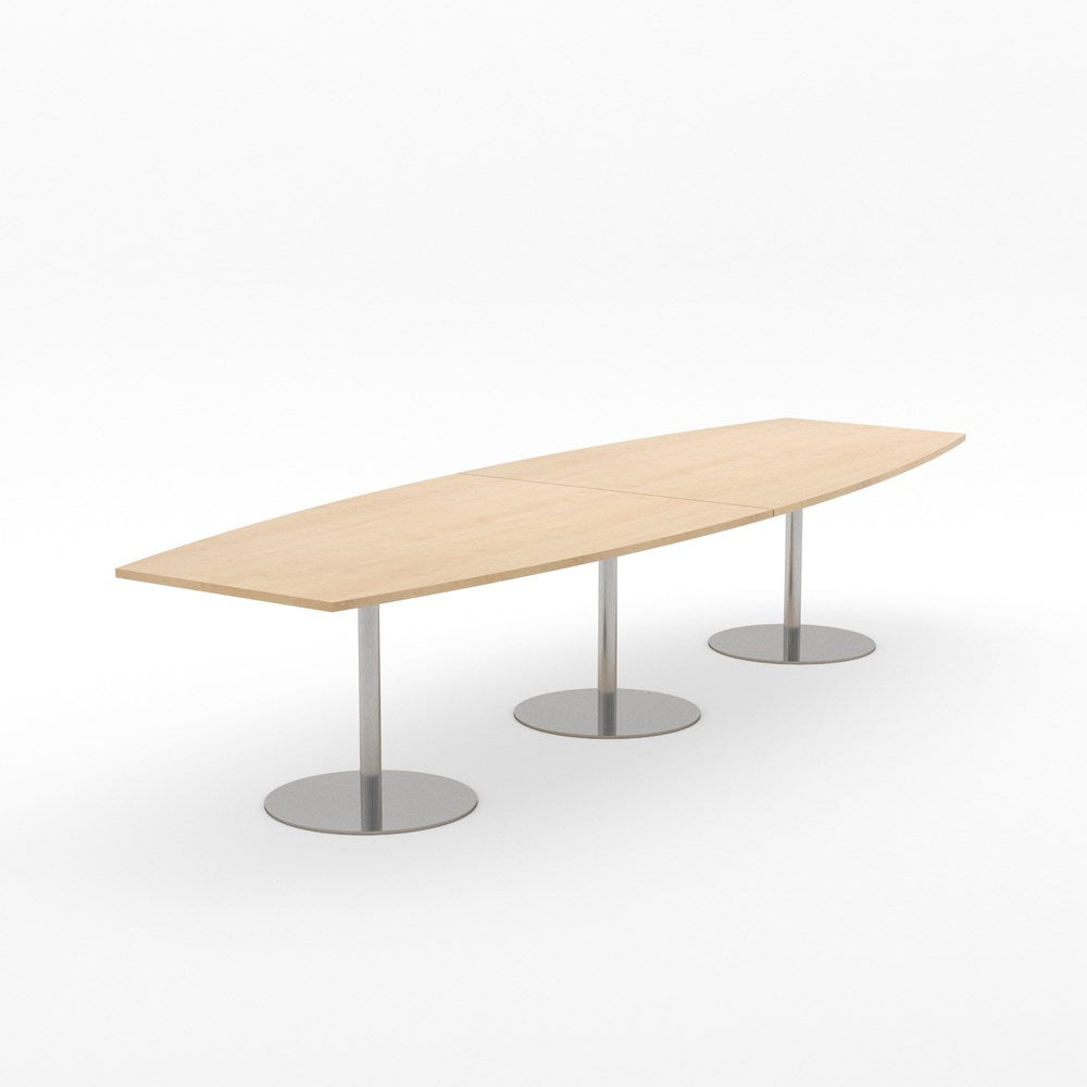 Essentials Table 3000 x 1200 - Barrel Shape-Meeting Room Furniture-Affinity Maple-Brushed Chrome-South Island Delivery-Commercial Traders - Office Furniture