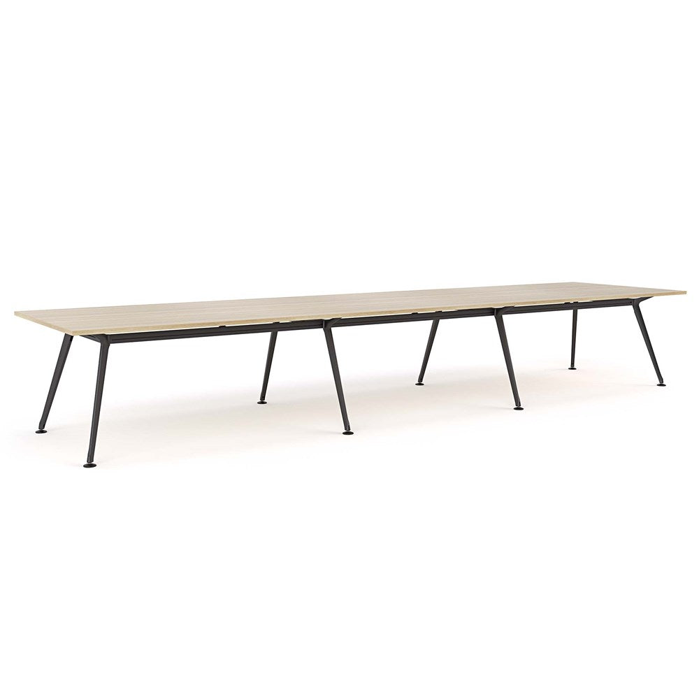 Euro Boardroom Table 4800 x 1200-Meeting Room Furniture-Classic Oak-Black Leg-North Island Delivery-Commercial Traders - Office Furniture