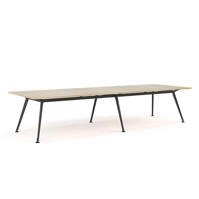 Euro Boardroom Table 3600 x 1200-Meeting Room Furniture-Classic Oak-Black Leg-North Island Delivery-Commercial Traders - Office Furniture