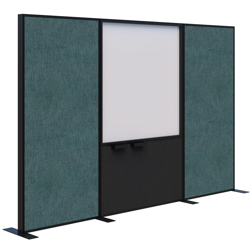 Connect 70 - Freestanding/Fabric/Whiteboard/Fabric 1890H-Office Partitons-Keylargo Atlantic-Black-3000 mm-Commercial Traders - Office Furniture