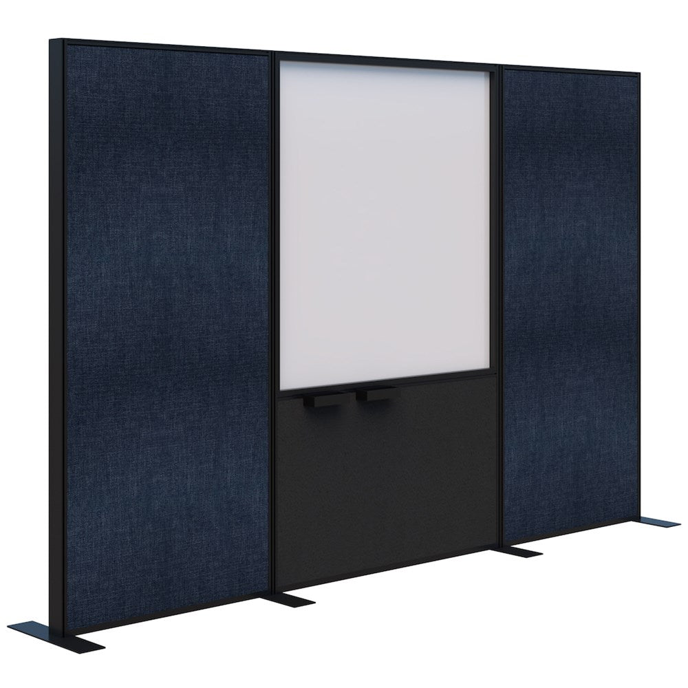 Connect 70 - Freestanding/Fabric/Whiteboard/Fabric 1890H-Office Partitons-Keylargo Denim-Black-3000 mm-Commercial Traders - Office Furniture