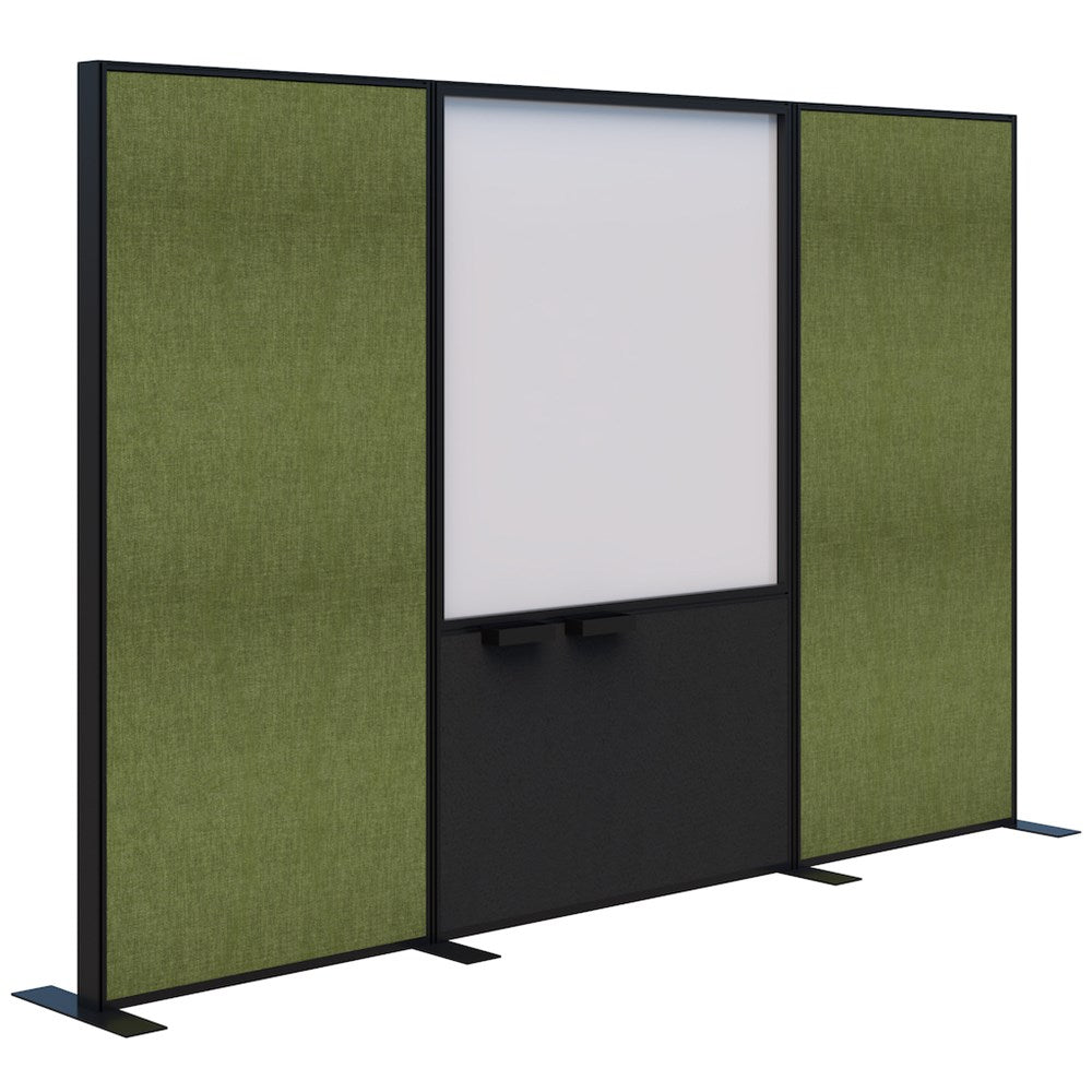 Connect 70 - Freestanding/Fabric/Whiteboard/Fabric 1890H-Office Partitons-Keylargo Grass-Black-3000 mm-Commercial Traders - Office Furniture