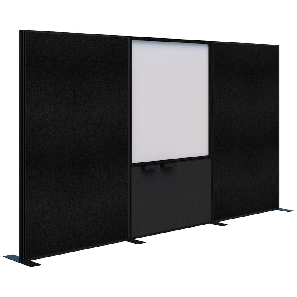 Connect 70 - Freestanding/Fabric/Whiteboard/Fabric 1890H-Office Partitons-Keylargo Ebony-Black-3600 mm-Commercial Traders - Office Furniture