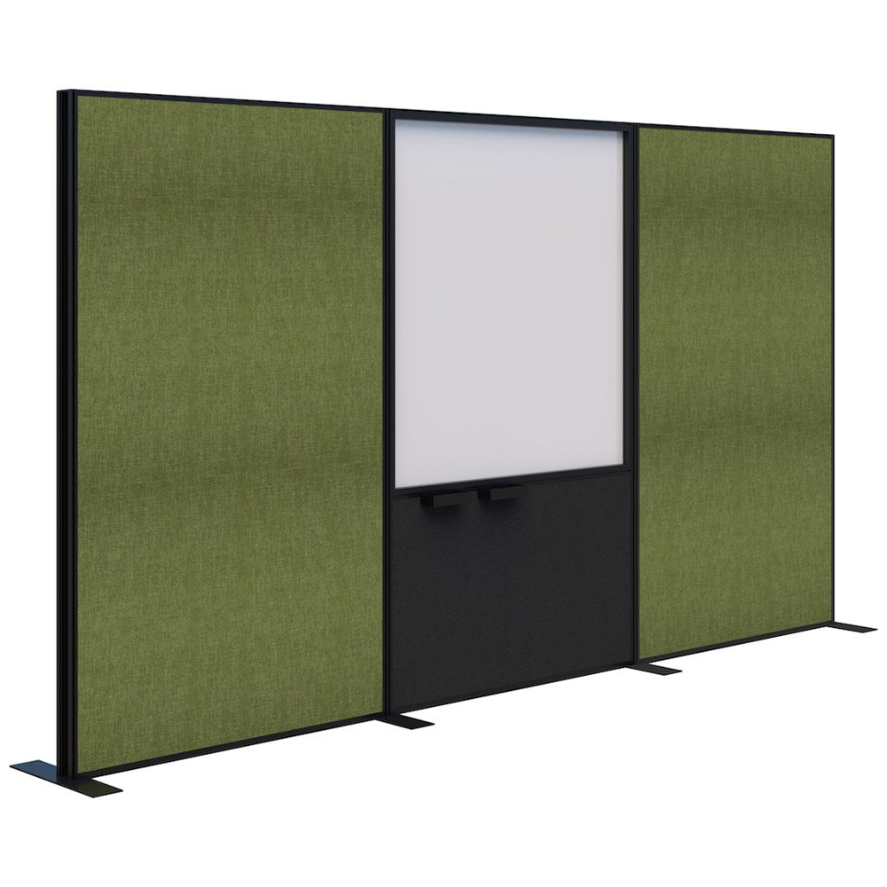 Connect 70 - Freestanding/Fabric/Whiteboard/Fabric 1890H-Office Partitons-Keylargo Grass-Black-3600 mm-Commercial Traders - Office Furniture