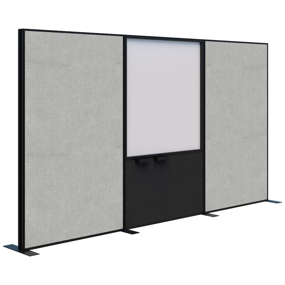 Connect 70 - Freestanding/Fabric/Whiteboard/Fabric 1890H-Office Partitons-Keylargo Zinc-Black-3600 mm-Commercial Traders - Office Furniture