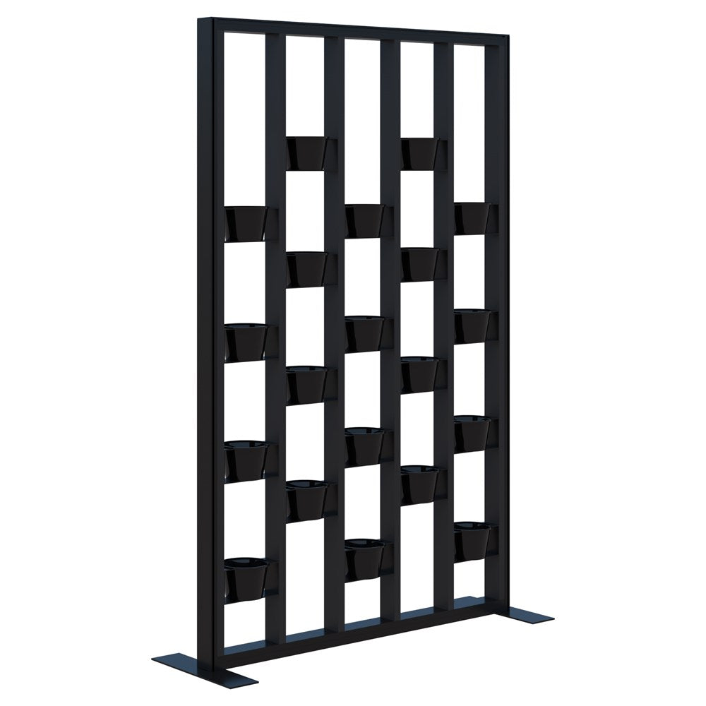 Connect 70 - Freestanding Plant Wall Black Pots 1890H-Office Partitons-Black-Black-1200 wide-Commercial Traders - Office Furniture