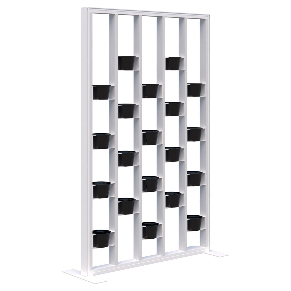 Connect 70 - Freestanding Plant Wall Black Pots 1890H-Office Partitons-Snow Velvet-White-1200 wide-Commercial Traders - Office Furniture