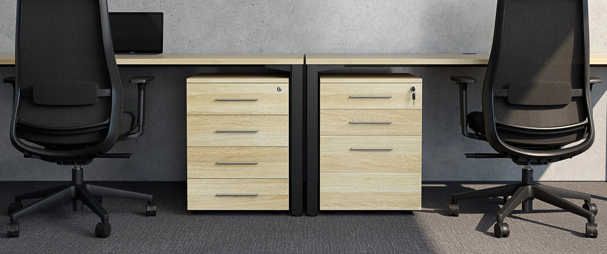 Cubit Under Desk Drawers-Storage-Silver-2 Drawer and File-Black-Commercial Traders - Office Furniture