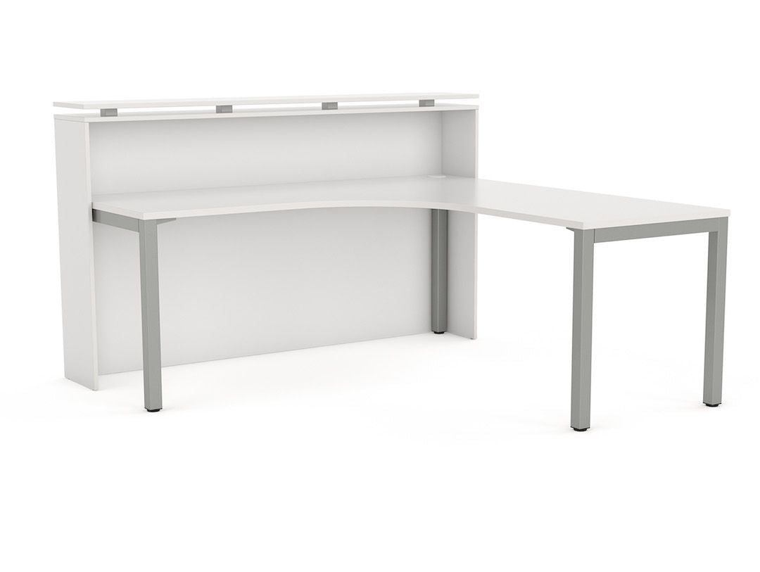 Cubit Reception Counter with Cubit Workstation-Reception Furniture-White-White-Silver-Commercial Traders - Office Furniture