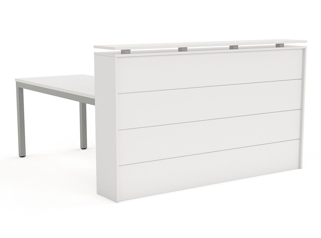 Cubit Reception Counter with Cubit Workstation-Reception Furniture-White-White-Silver-Commercial Traders - Office Furniture