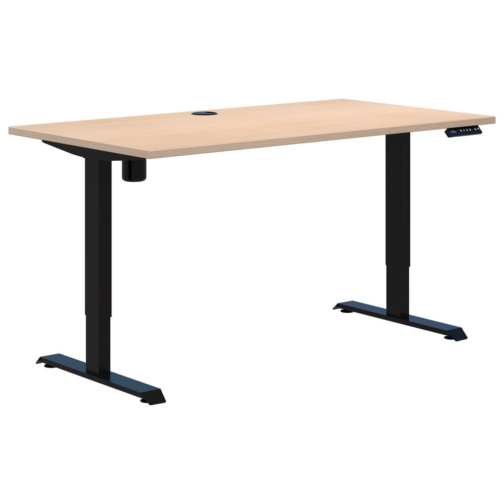 Duo II Electric Desk-Desking-1200 x 700-Refined Oak-Black-Commercial Traders - Office Furniture