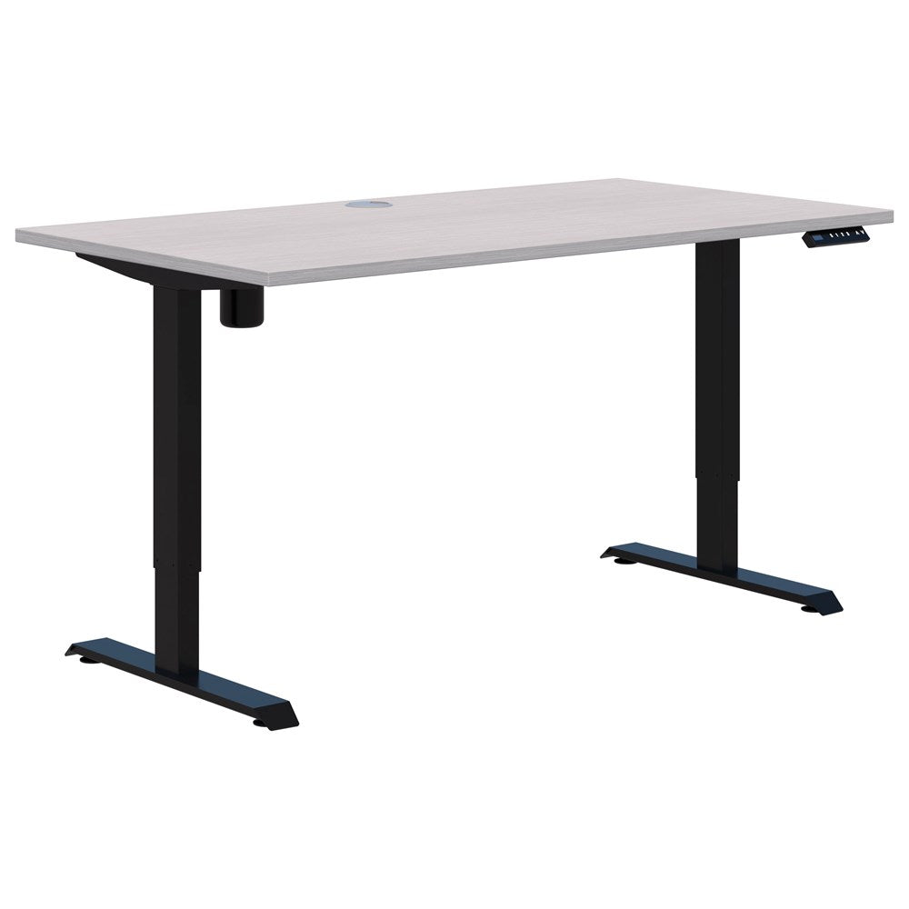Duo II Electric Desk-Desking-1500 x 800-SIlver Strata-Black-Commercial Traders - Office Furniture
