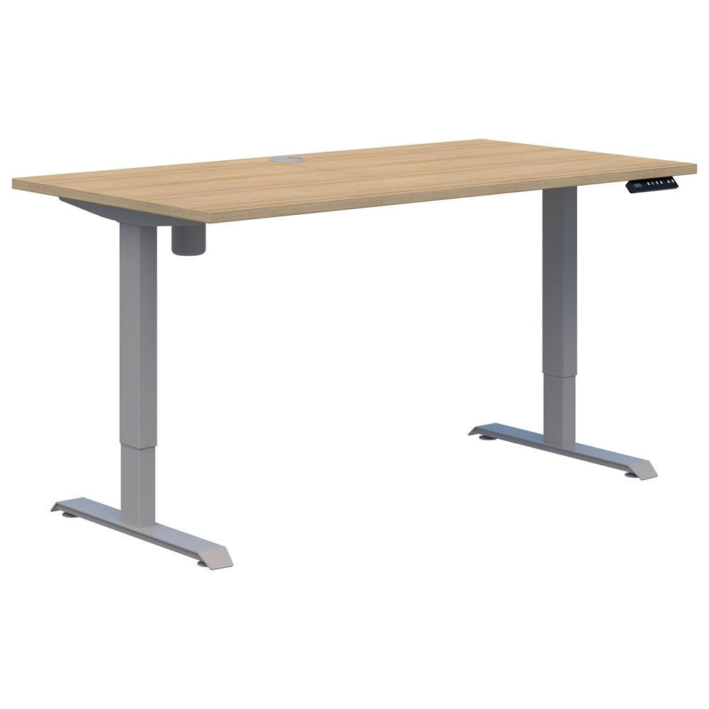 Duo II Electric Desk-Desking-1200 x 700-Classic Oak-Silver-Commercial Traders - Office Furniture