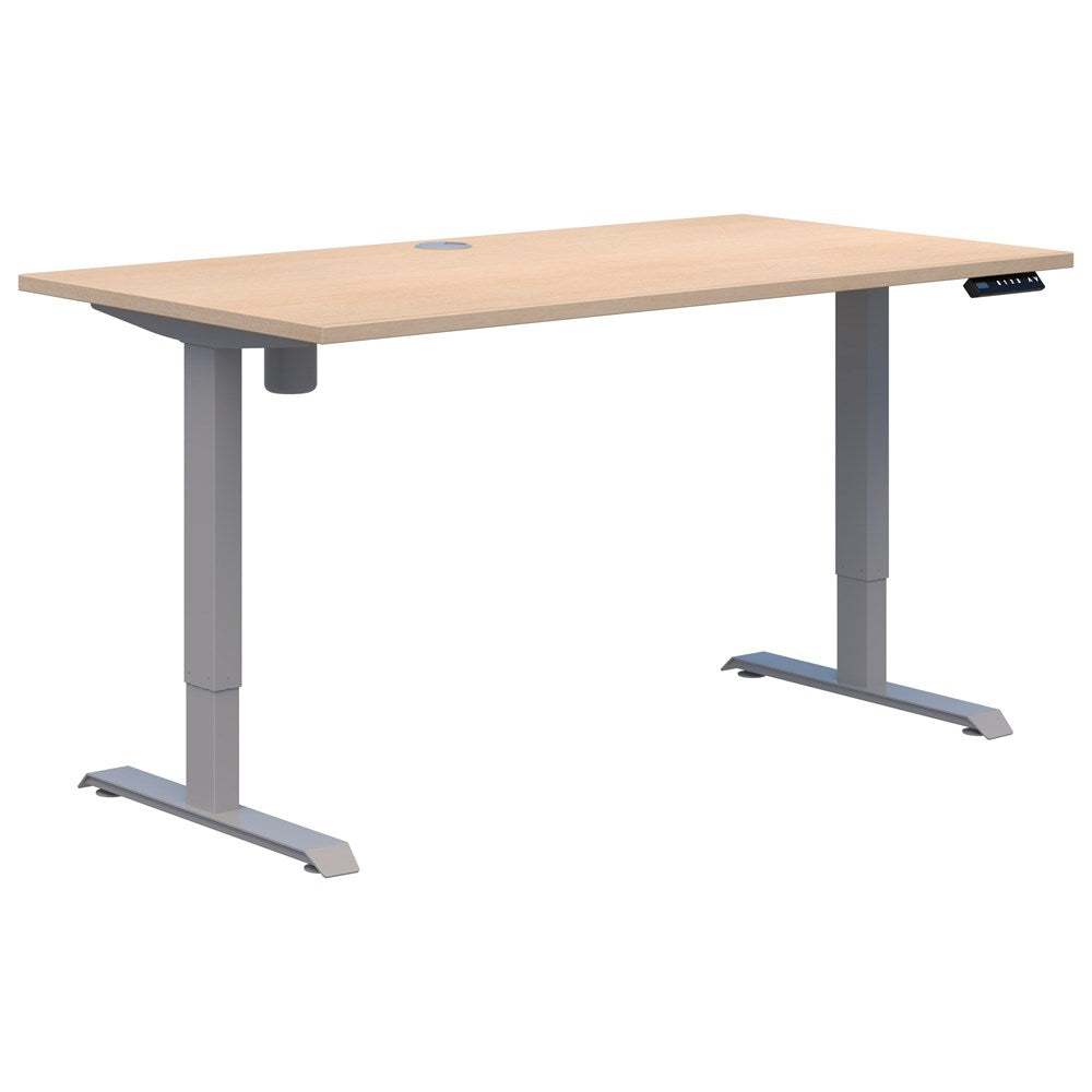 Duo II Electric Desk-Desking-1200 x 700-Refined Oak-Silver-Commercial Traders - Office Furniture