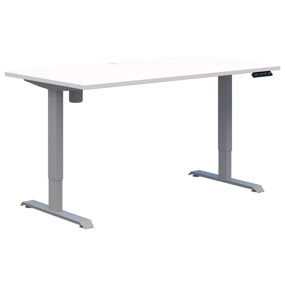 Duo II Electric Desk-Desking-1500 x 800-Snow Velvet-Silver-Commercial Traders - Office Furniture