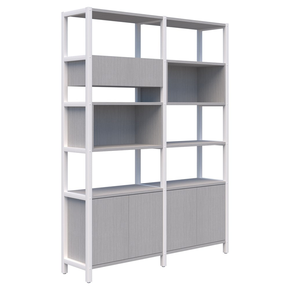 Grid 40 - Single Bay - 1890mm High-Storage-Silver Strata-White-Commercial Traders - Office Furniture
